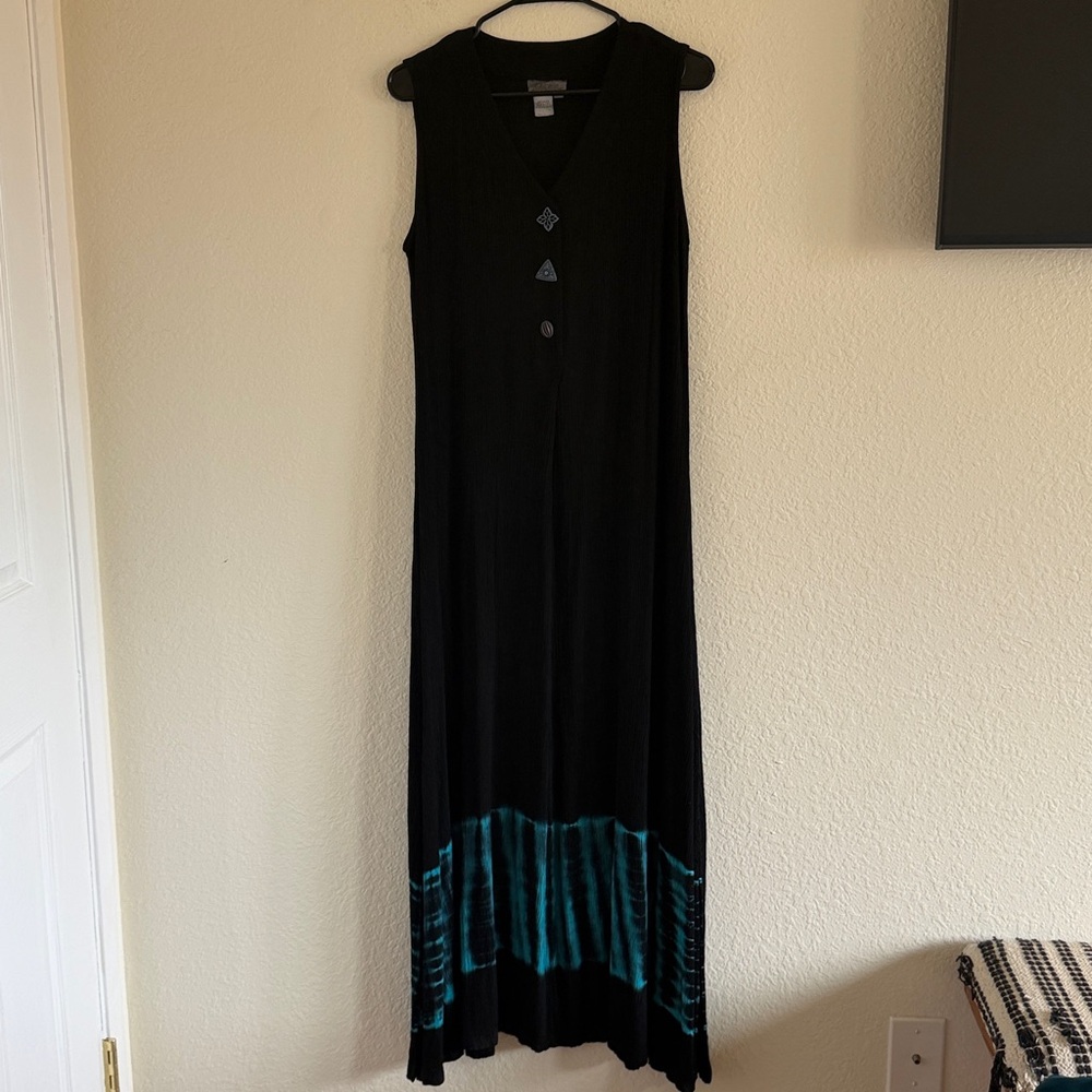 Barbara Lesser Vintage 90s Y2K Sleeveless Maxi Dress Black M